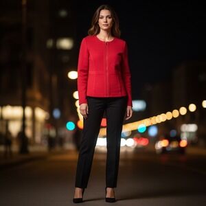 Lane Bryant Red Textured Zip Front Jacket Blazer Women's Plus Size 18 20 holiday